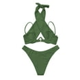 thumbnail image 2 of Pxiakgy Ensembles de bikini pour Femmes Maillots de Bain pour Femmes Rassemblement Cou Soutien-Gorge en Acier Coussin de Poitrine bikini Coloré Maillot de Bain pour Femmes Vert Armée + TG, 2 of 7