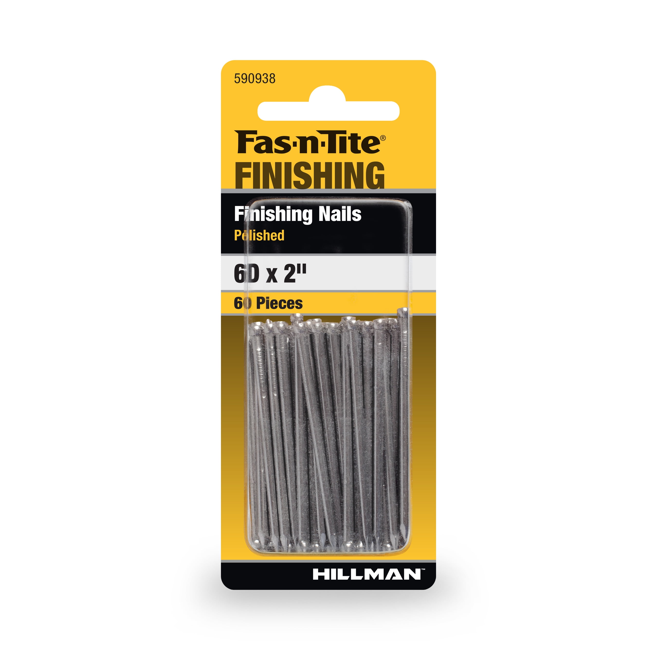 Fas-n-Tite Finish Nails, Polished Finish, Steel, 6D x 2", 60 Pieces