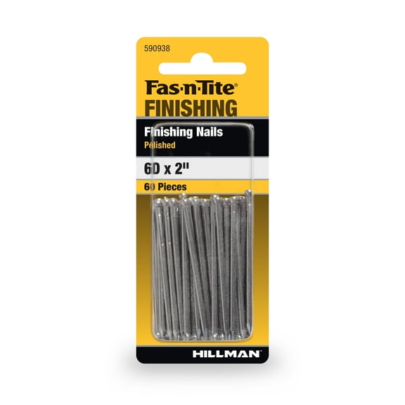 Fas-n-tite Finishing Nails, 6D x 2", Steel, Polished, Gray, Interior Nails, 60 pack