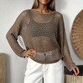 thumbnail image 2 of XIAONU Open Knit Sheer Pullover Sweater for Women Long Sleeve Crew Neck Casual Lightweight Loose Top, 2 of 4
