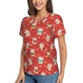 thumbnail image 5 of Yiaed Japanese Maneki Cats Print Women's T Shirt V-Neck Short Sleeve Shirt Casual Breathable Tee Summer Tops-X-Large, 5 of 5