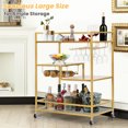 thumbnail image 7 of SULIVES Gold Bar Carts with 4 Tier Shelves Wine Rack, Tempered Glass Holder, and Lockable Wheels, 7 of 7