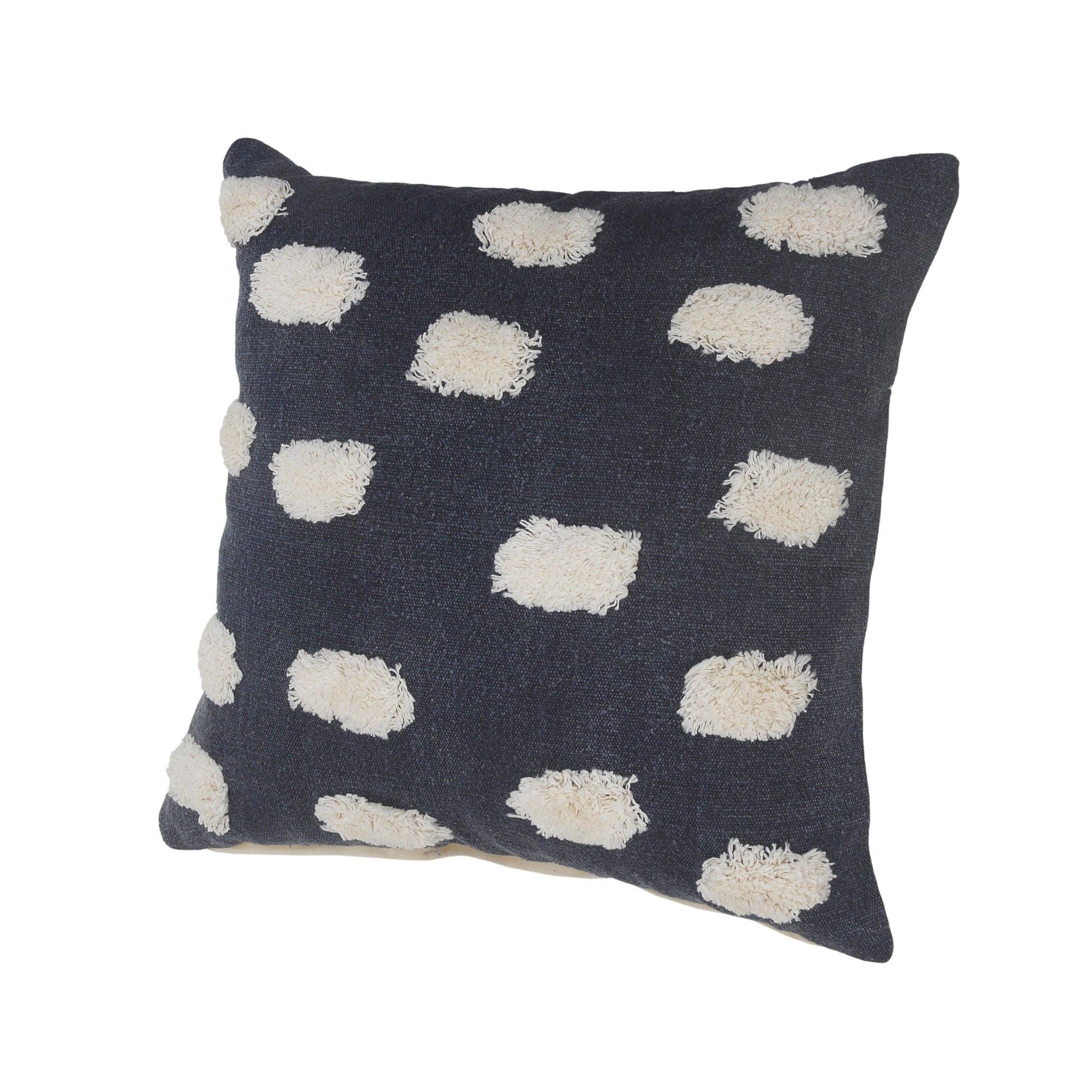Laddha Home Designs Handwoven Abstract Dot Cotton Throw Pillow Cover - 20" - Blue and White
