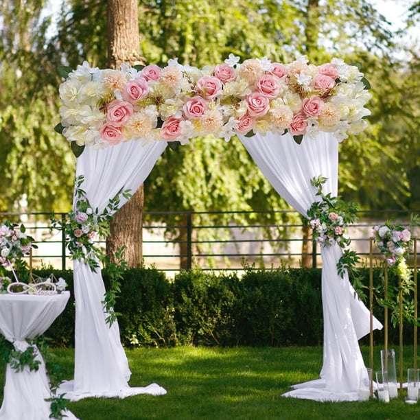 Panel de flores artificiales de fondo versátil, flores citadas en la carretera, arreglo floral, panel floral para bodas, hogar, fiesta interior rosa