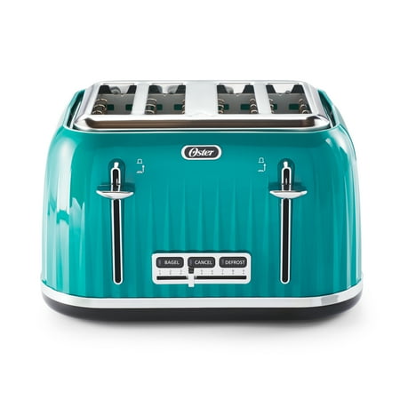 

Oster 4 Slice Toaster with Textured Design and Chrome Accents Impressions Collection Teal