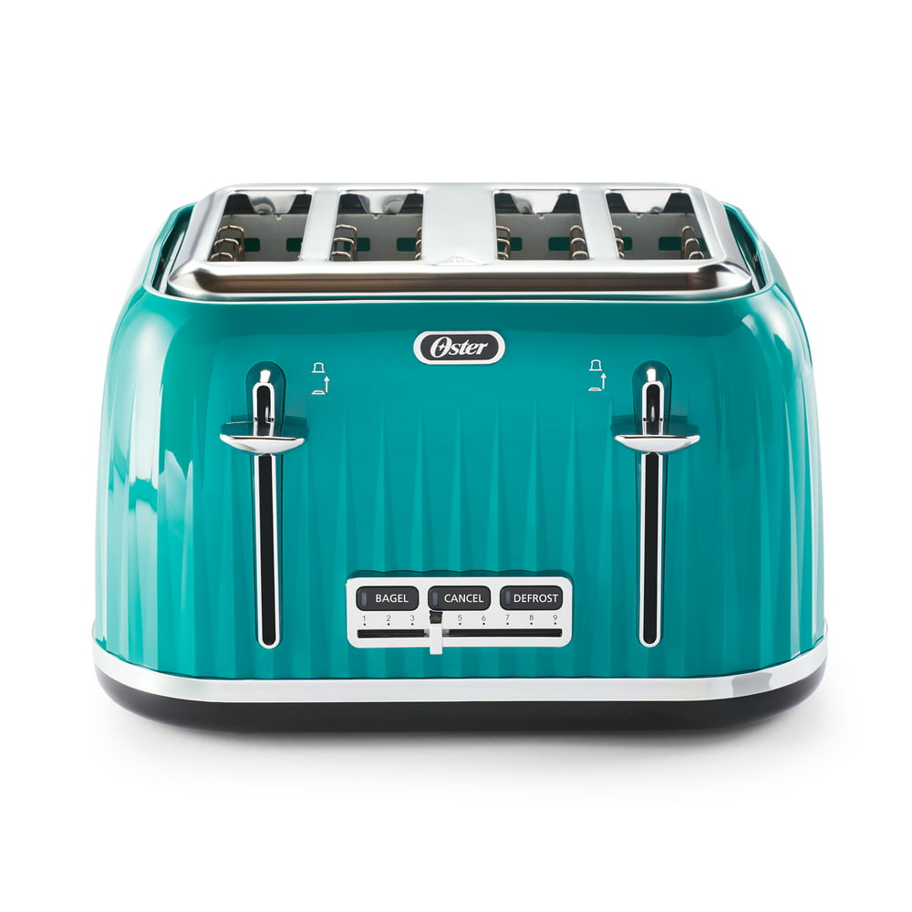 Oster 4 Slice Toaster with Textured Design and Chrome Accents, Impressions Collection, Teal