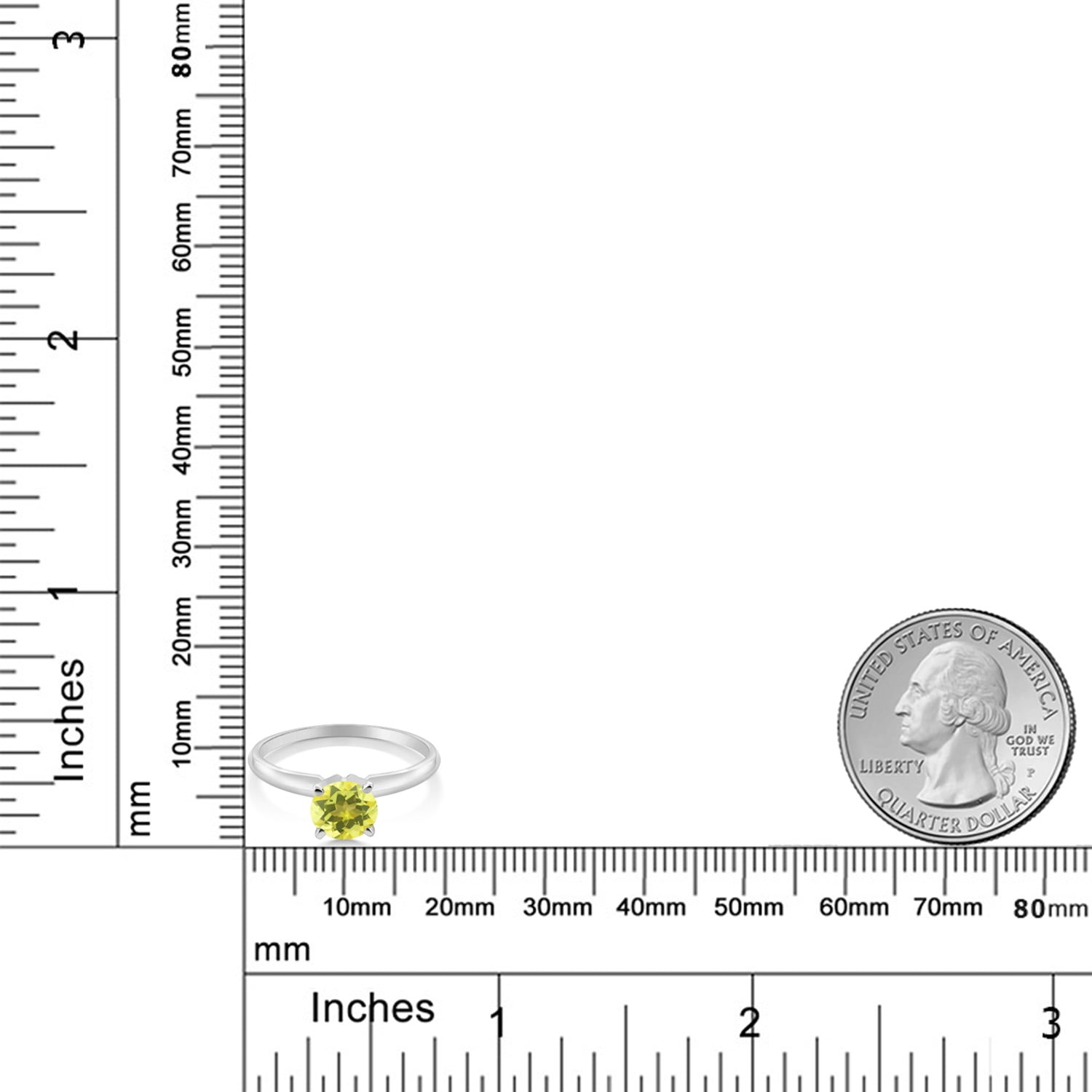Gem Stone King 14K White Gold Canary Mystic Topaz Solitaire Engagement 4-Prong Ring for Women | 1.00 Cttw | Round 6MM | Gemstone Birthstone (Size 7)