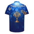 thumbnail image 4 of Bzhegqhd Men's Fashion Casual Hanukkah Printed Shirt Short Sleeve Button Up Short Sleeve Lapel Shirt, 4 of 5