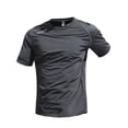 thumbnail image 3 of Hearthz Men's Cooling Ice Silk Running Shirts Quick Dry Short Sleeve Athletic T-Shirts for Men Crew Neck Sun Protection Men Shirts Dark Gray XL, 3 of 6