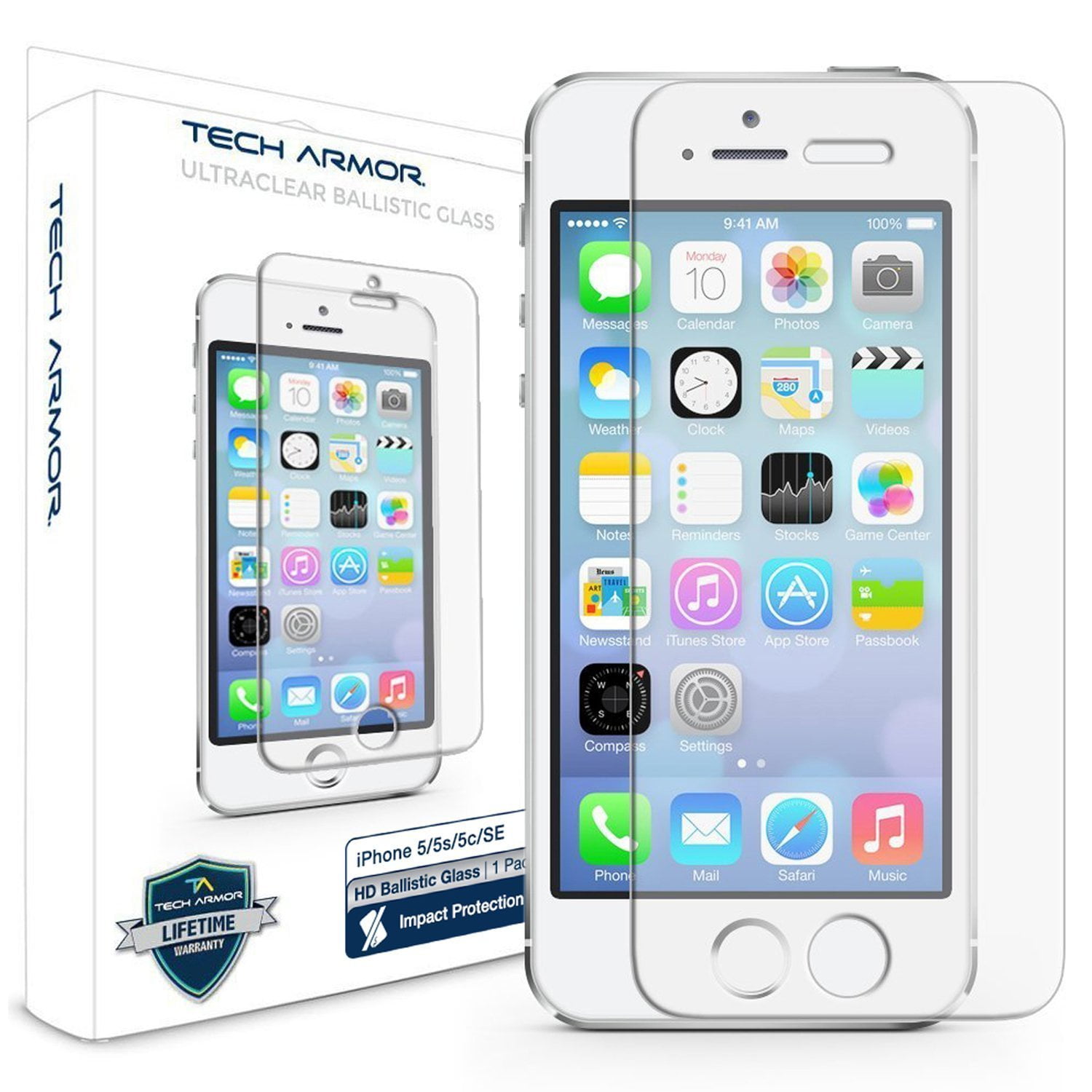 Tech Armor Apple iPhone 5 Ballistic Glass Screen Protectors for Apple