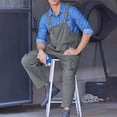 thumbnail image 4 of Jumpsuit Trendy Wide Leg Men Bib Overalls Skin-Friendly Bib Overalls Cargo One-Piece Adjustable Suspender Straps Work Wear Gray XL, 4 of 7