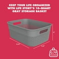 thumbnail image 3 of Life Story 10 Qt Decorative Storage Basket, Medium Plastic Home Organizer, Gray, 3 of 8