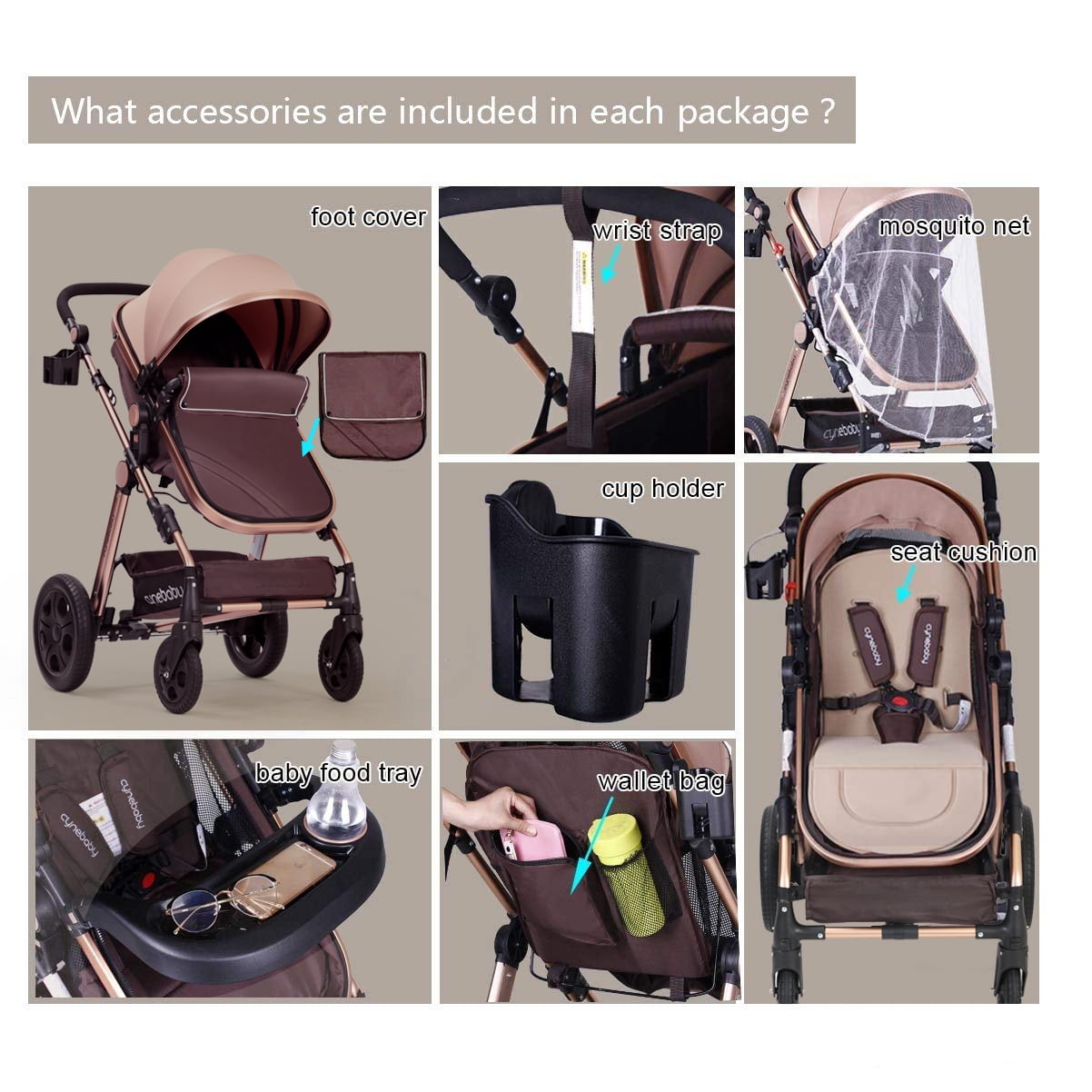 cynebaby stroller rose gold