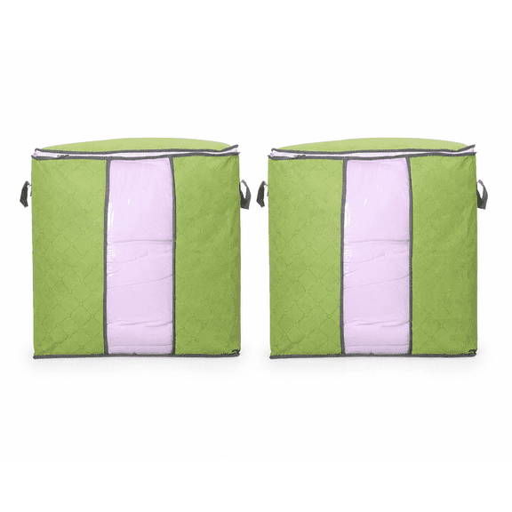 Large Breathable Storage Bag with Clear Panel & Handles, Green