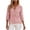 Pink, variant on Summer Tops For Women Solid Ruffle Crew Neck 3/4 Puff Cuff Sleeve Button Down Light Linen Blend Casual Shirts