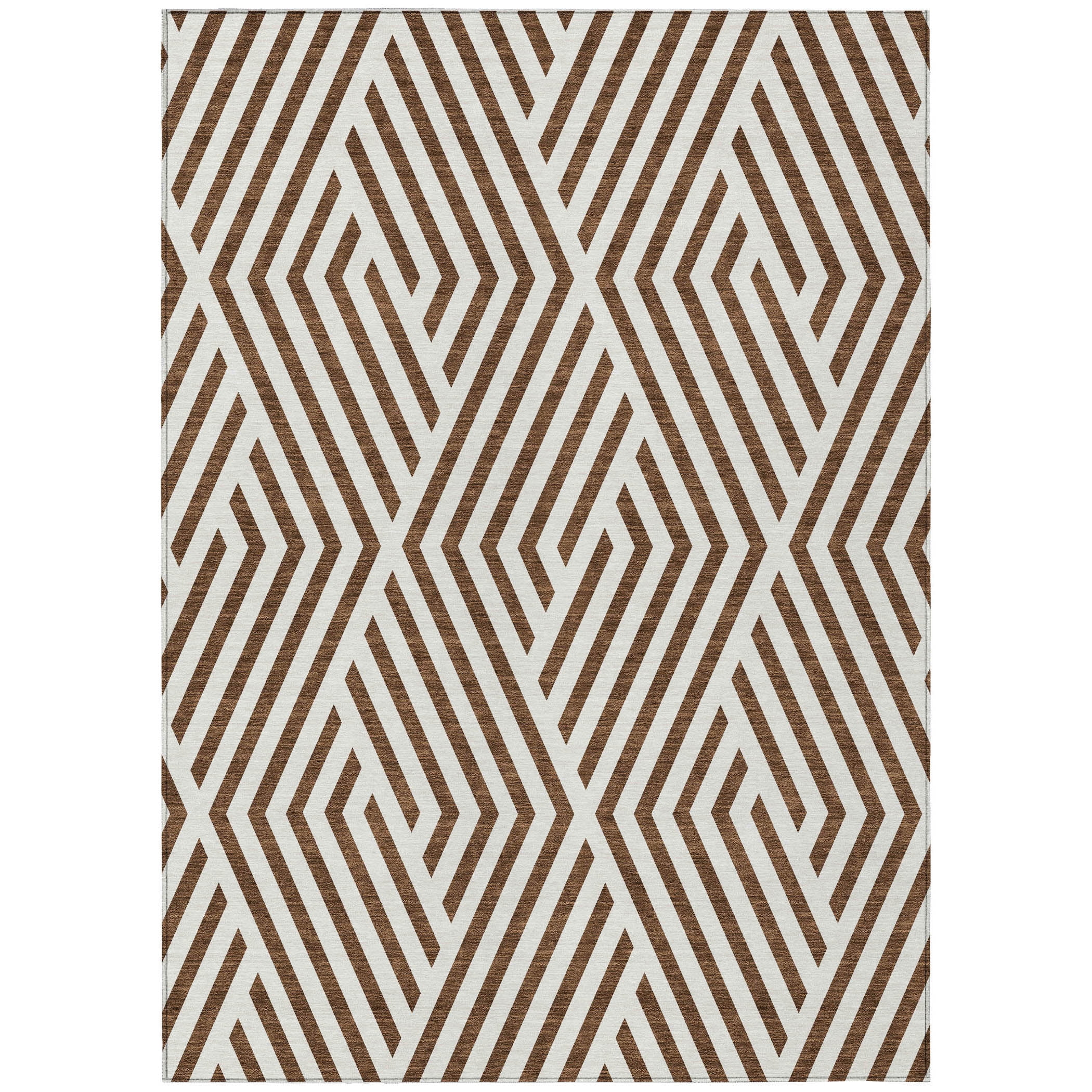 Addison Rugs Chantille Indoor/Outdoor Transitional Geometric Brown Washable Rectangle Rug, 10' x 14'