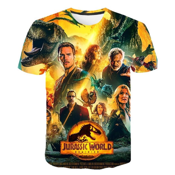 Camisetas de dibujos animados Jurassic World Dominion para niños y niñas, novedad de verano 2023, camisetas de manga corta, camisetas informales holgadas, ropa 5T Gao Jinjia LED