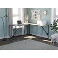thumbnail image 4 of Safdie & Co. Computer Desk 59L Dark Taupe L-Shaped Black Metal, 4 of 4