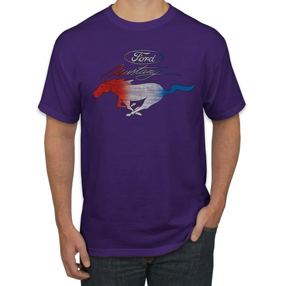 Wild Bobby, Classic Ford Mustang Car Logo, Cars and Trucks, Men's Graphic T-Shirt, Purple, Large
