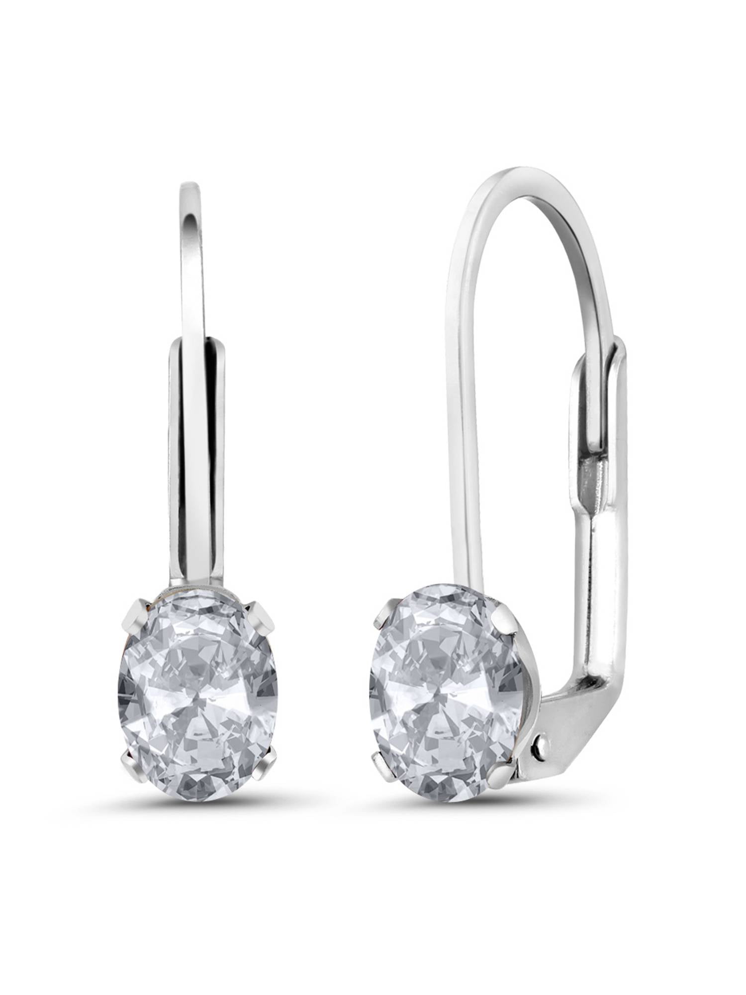 1.10 Ct Oval Shape White Topaz 925 Silver Stud Earrings