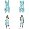 thumbnail image 3 of Xixirimido Blue Tropical Leaf Print Matching Couple Outfits His and Hers Set Men's Button Down Shirt & Women's Sleeveless Midi Dress Summer Casual Beach Vacation Clothes, 4XL, 3 of 7