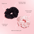 thumbnail image 2 of SILKIE x2 Set 100% Pure Mulberry Silk Pink Black Large Oversized Scrunchies Silk Travel Pouch Hair Ties Elastics Hair Care Premium Ponytail Holder No Damage (Classic), 2 of 6