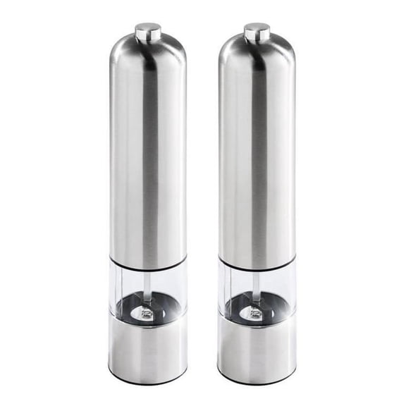 style round pepper grinder Electric Mill in Stainless Steel, Salt Mill (Salt) or Pepper Mill-Silver Color-With light