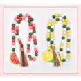 thumbnail image 2 of Cuenta de madera de frutas con borlas Cuentas rústicas de sandía de limón con borlas de yute coloridas Cadena decorativa de cuentas de madera, 2 of 5