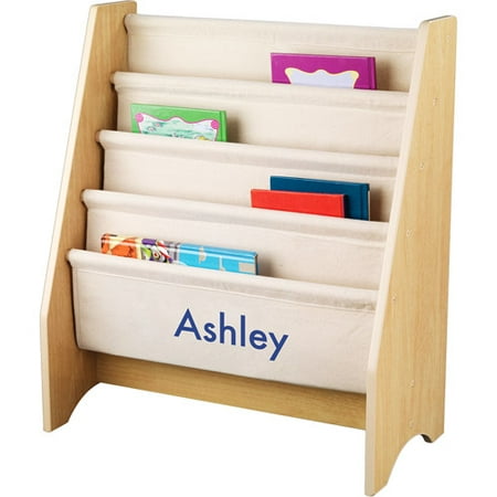Kidkraft Kids Book Rack, 4 Shelf Personalized Blue Girls Name, Beige