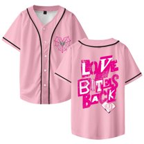 AJ Lee Love Bites Baseball Jersey Shirt V-Neck Women Men Short Sleeve Streetwear Clothes