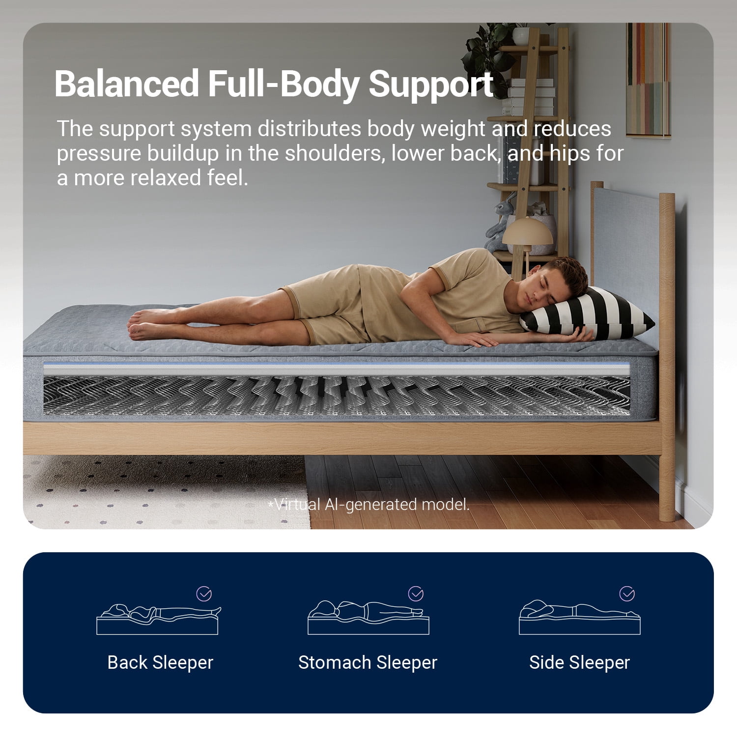 Avenco Misty 6" Twin Size Cooling Memory Foam Medium Supportive Innerspring Mattress