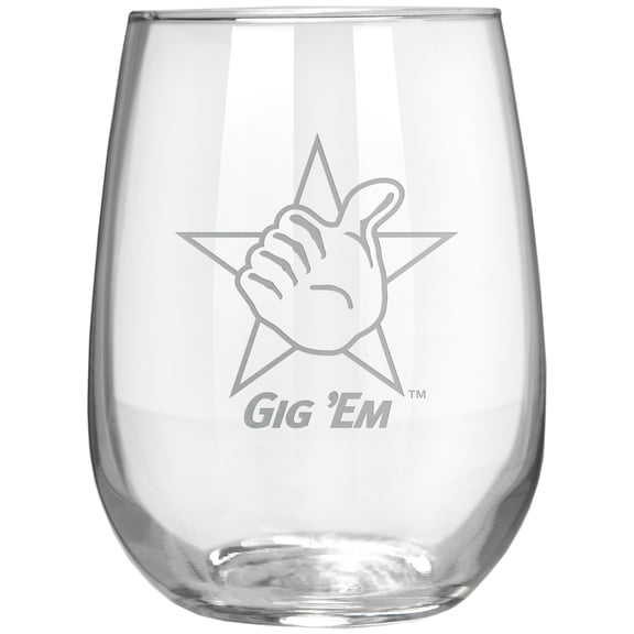 Texas A&M Aggies Etched 17oz. Rally Cry Stemless Wine Glass