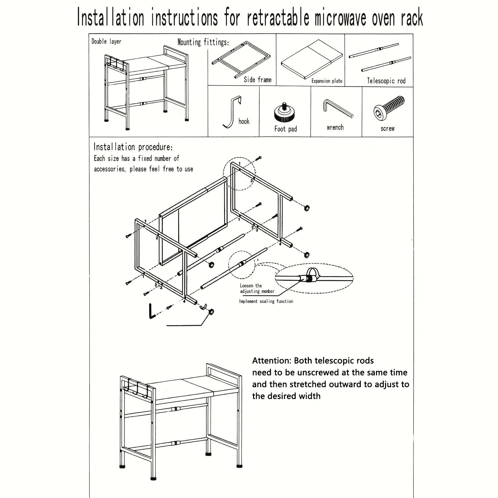 WOWDVOV 3-Tier Kitchen Storage Shelves, Metal Shelf, Adjustable Storage Shelf with Wheels, 23.62"x30.31"x12.99" Living Room Shelf, Kitchen Shelf with 2 Baskets, Black