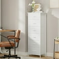 thumbnail image 4 of Eunos 6 Commode Haute pour Chambre et Salon, Coffre de Table de Nuit avec Bacs en Tissu, Cuir Blanc, 4 of 7