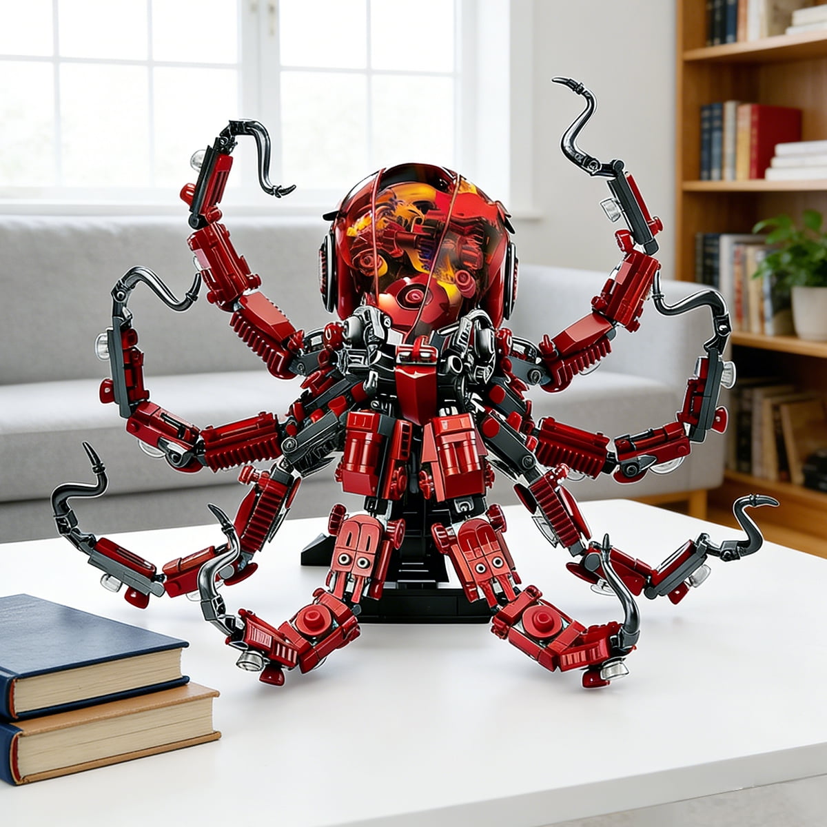 Mechanical Octopus Building Sets for Adult, Ocean Animal Collection Toy with Display Stand and Light,  Home or Office Decor for Adults STEM Building Gift for Teens Boys & Girls