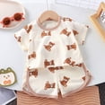 thumbnail image 4 of kpoplk Toddler Baby Boy Baseball Outfit Embroidered Short Sleeve T-Shirt Plaid Print Shorts Set Golf Sports Theme Clothes Beige,3-6 M, 4 of 4