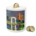 thumbnail image 3 of Landscape Piggy Bank, Tokyo Skyline with Tokyo Tower and Rainbow Bridge Tokyo Japan Night Scenery View, Ceramic Coin Bank Money Box for Cash Saving, 3.6" X 3.2", Green Navy, by Ambesonne, 3 of 4