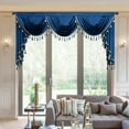 thumbnail image 3 of VOGOL Waterfall Valances for Living Room, Elegant Soft Velvet Swag Drapes with Tassels for Bedroom, Rod Pocket Banquet Decorations, Blue, W79 inch, 1 Panel, 3 of 7
