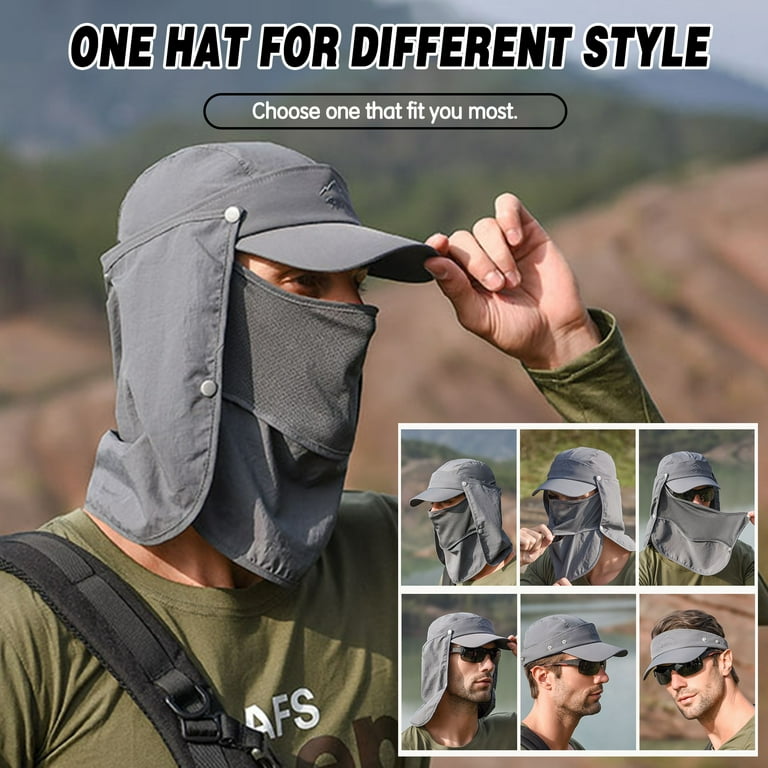 walmeck Unisex Multifunctional Sun Visor Hat 360 Sunscreen Removable Face Cover Neck Flap Breathable repellent Sun for Fishing Climbing Walmart