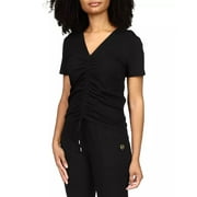 Michael Michael Kors Women's Ruched Drawstring Tee, Black, XL