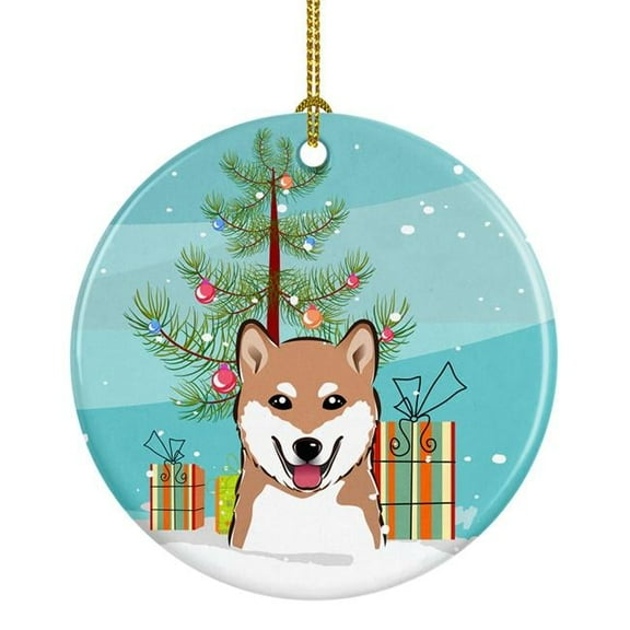 Christmas Tree & Shiba Inu Ceramic Ornament