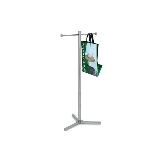 NAHANCO Shopping bag rack, retail store display rack with 9" rounded arms, square tubing, 45"H, Chrome - 1/EA