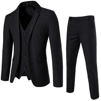 MOSEDOU Men's 3Pcs Plus Size Oversized Solid Suit Set - Jacket