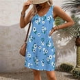 thumbnail image 2 of Pisexur Robes d'Été pour Femmes Plage Florale Boho Robe Midi Sans Manches Col en V Vintage Fluide avec Poche T-Shirt Robe d'Été S-2TG, 2 of 6