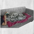 thumbnail image 6 of Lion Soft Flannel Fleece Throw Blanket, Portrait of an Exotic Safari Animal with a Floral Head Wreath, Cozy Plush for Indoor and Outdoor Use, 50" x 60", Magenta Grey and White, by Ambesonne, 6 of 6