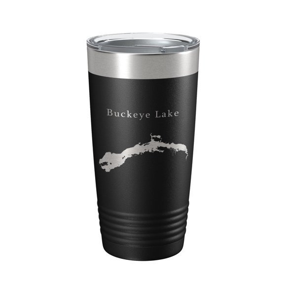 Buckeye Lake Map Tumbler Travel Mug Insulated Laser Engraved Coffee Cup Ohio 20 oz Black