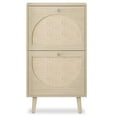 thumbnail image 4 of 2 Drawers Rattan Shoe Cabinet 9.5" Depth Shoe Storage Cupboard Modern Design Shoe Organizer Unit For Hallway, 4 of 7