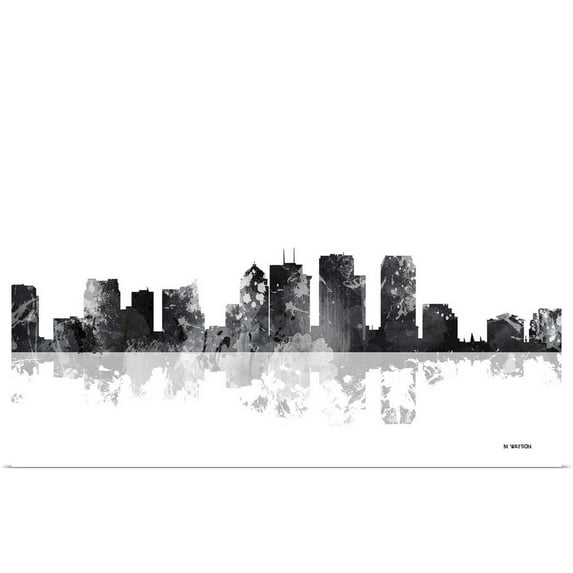 Great BIG Canvas | "Tampa Florida Skyline BW I" Art Print - 48x32