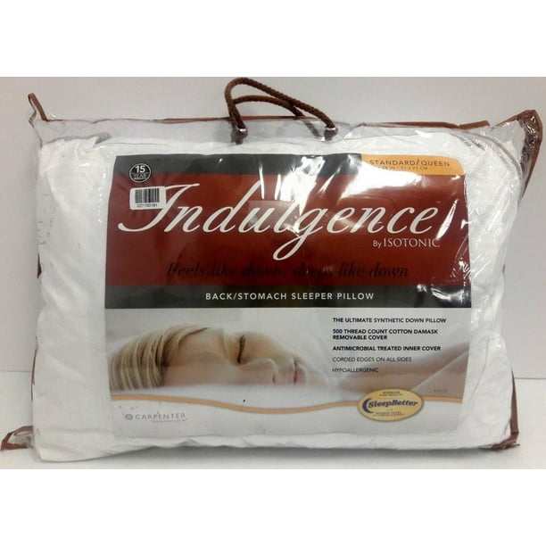 Indulgence BackStomach StandardQueen Sleeper Pillow by Isotonic 28 x 20