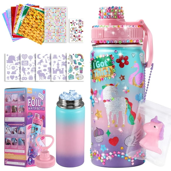 Kit de botellas de agua JMMICO Decora tu propio unicornio para niñas de 4 a 10 años